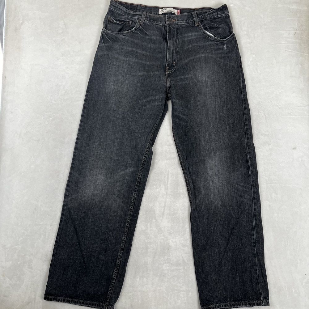 Vintage Levi's 569 Jeans Mens 38x34 Gray Relaxed Straight Denim Charcoal Wash